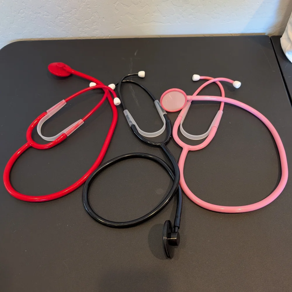 Set of 3 Stethoscope Toys Red Black Pink